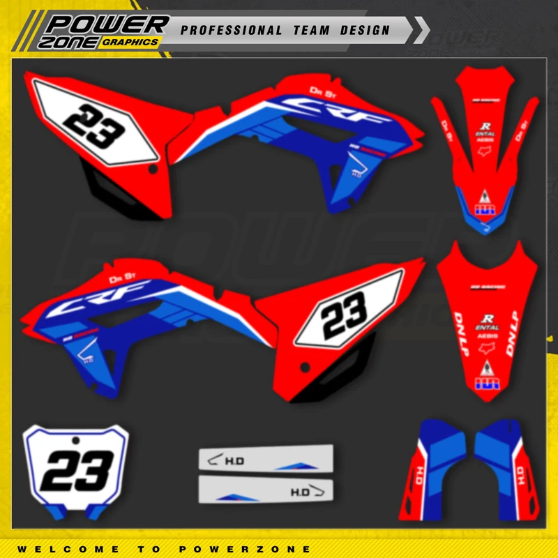 

PowerZone Custom Team Graphics Backgrounds Decals Stickers Kit For HONDA 21-23 CRF450R 22-24 CRF250R Stickers Kit 08