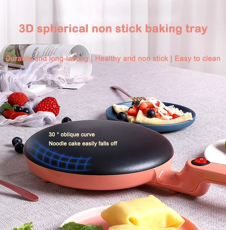 220V Electric Crepe Maker Spring Rolls Pancake Machine Non-Stick Griddle Baking Pan Cake Pizza Maker Light Food BBQ Frying Pan