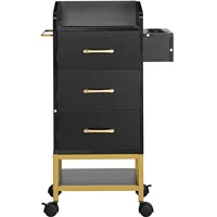 VEVOR Beauty Salon Storage Trolley Cart, Glass Top Hair Salon Station Cabinet for Stylist with Drawer & Dryer Holder 1