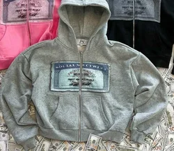 Vintage Y2K Autumn Unisex Street Style Printed Hoodie Cardigan - XXL (7 grey)