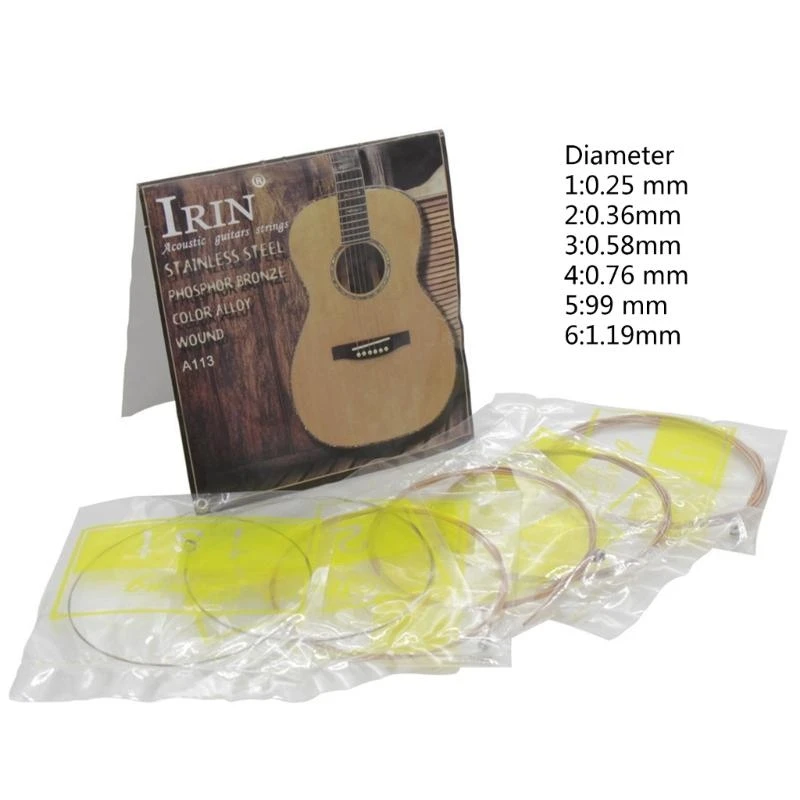 652d Pack von 6 Akustikgitarrenpraxis Teil Beruf 6 Strings Folk Gitarre String – Detail 7