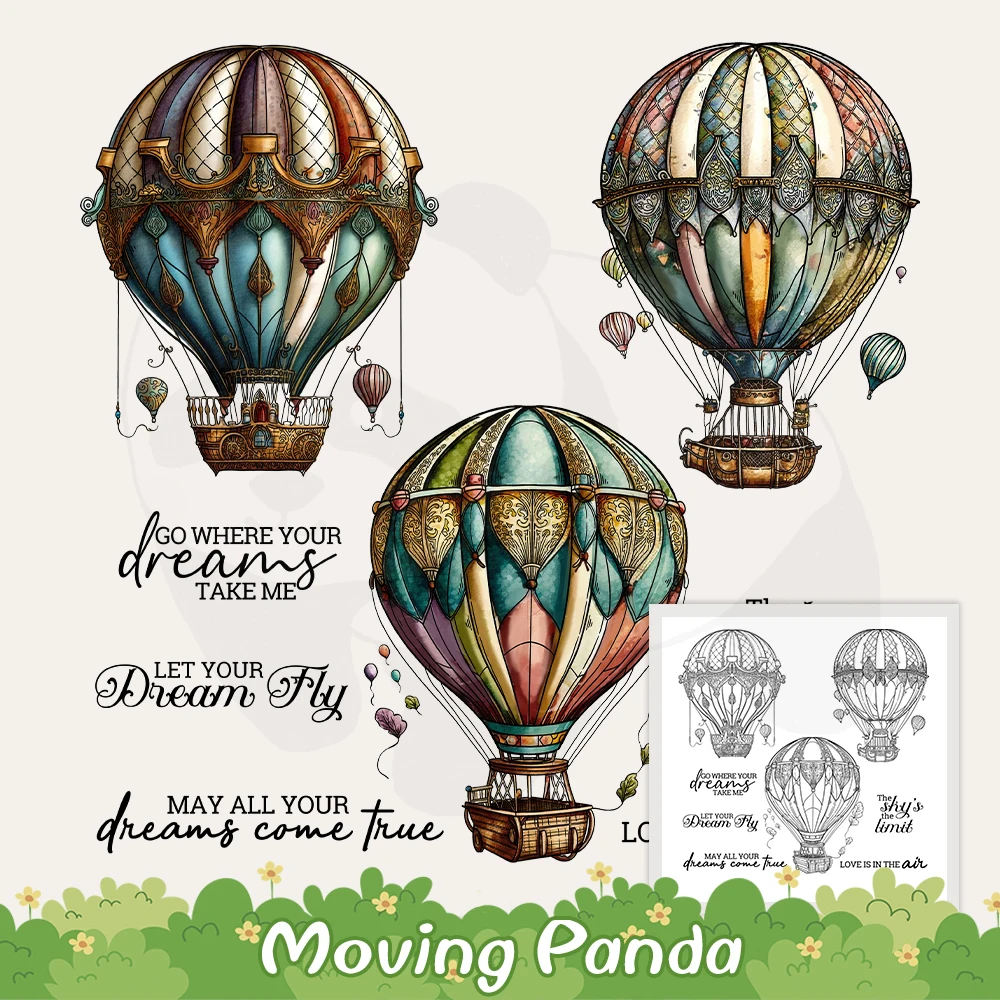 

Creative Vintage Flying Hot Air Balloon Clear Stamps DIY Scrapbooking Supplies Silicone Stamps For Card Making Album Craft Decor