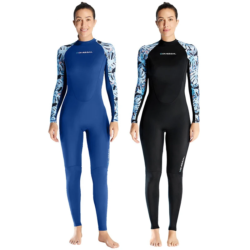 

New One-piece Long-sleeved Wetsuit For Women Sun Protection Quick-drying Lycra Swimsuit Snorkeling And Surfing Large Size XS-XXL