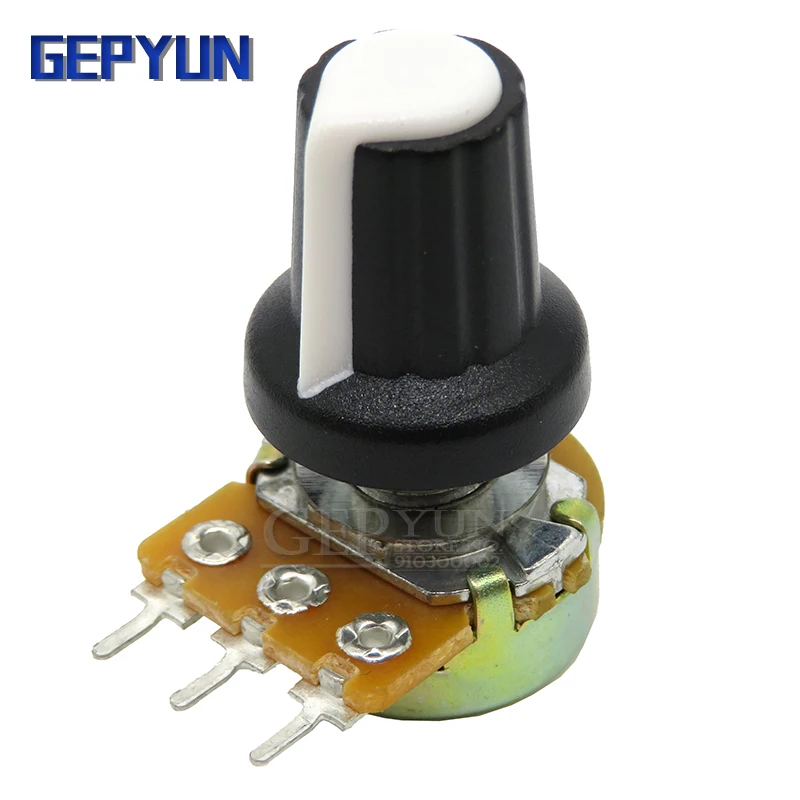 Linear Potentiometer Rotary Potentiometer Potentiometer Kit 5Sets WH148 1K 10K 20K 50K 100K 500K Ohm 15mm 3 Pin Linear Taper Rotary Potentiometer Resistor for Arduino with AG2 White cap