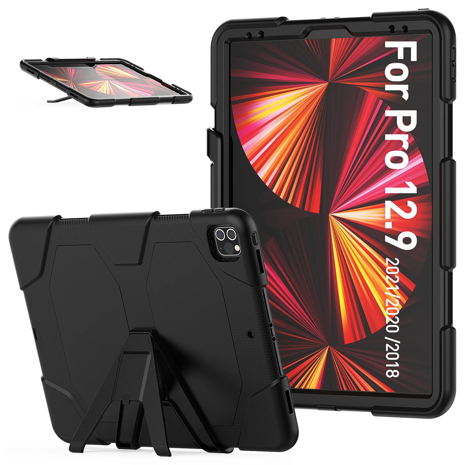 Resistente Case Ipad para Apple Ipad Pro 12.9 Polegada 360 Corpo Inteiro à Prova de Choque Proteção Capa 12.9 Kickstand Protetor de Tela Filme
