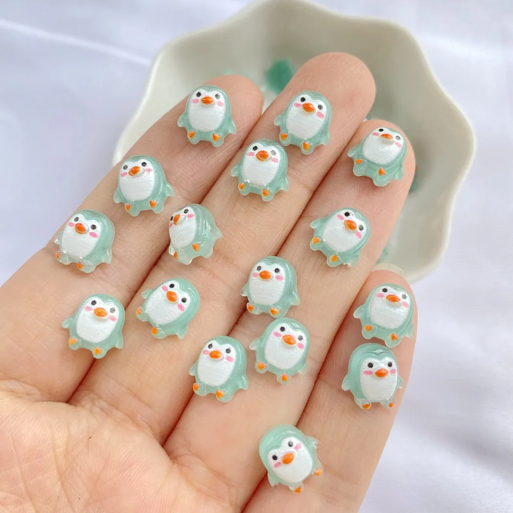 Cute Resin Mini Penguin Kawaii Girl Heart Decorative Accessories 50Pcs Nail Decoration