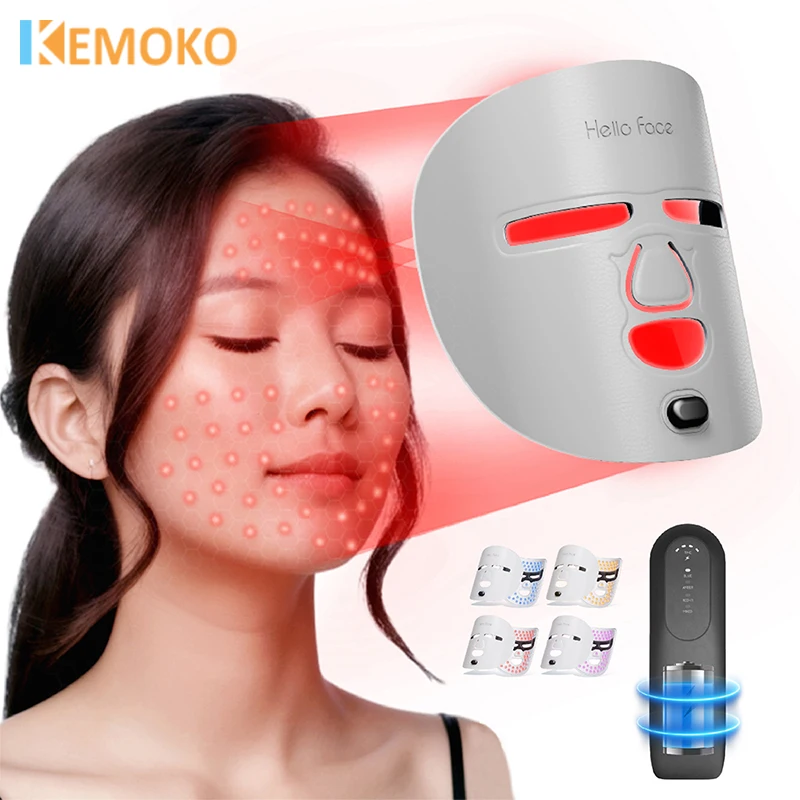 4 Colors LED Face Mask 332 Beams Red Light Therapy Facial 850nm Near Infrared Light Mask Improve Deep Skin Layer Anti Acne Scars