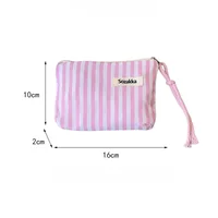 Petit sac à cosmétiques mignon, Mini organisateur rayé en toile pour femmes, sac de maquillage pour rouge à lèvres, sac à main 6