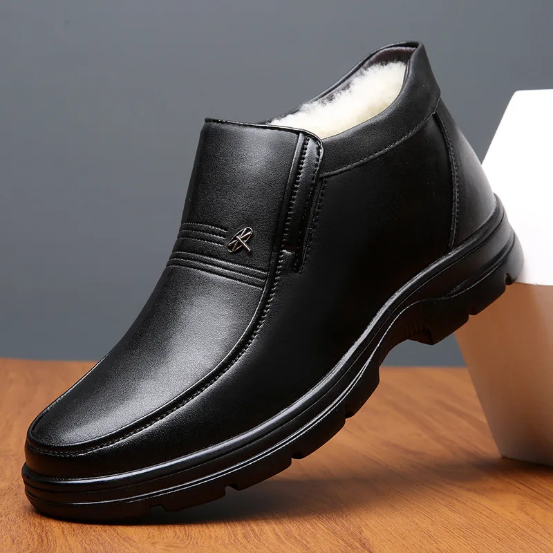 SnowBootsMenBootsGenuineLeatherDadShoesLeatherShoesMensDress
