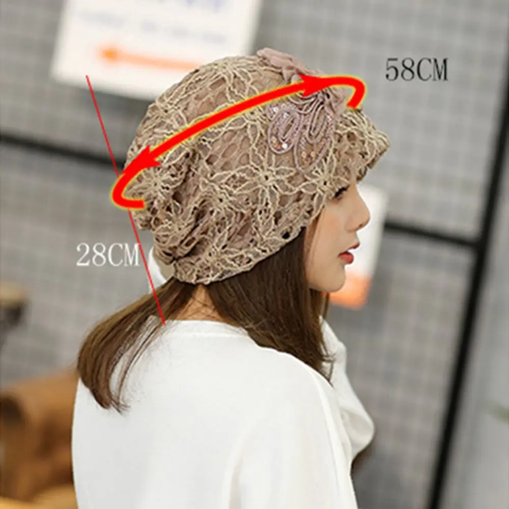 Fashion Lady Lace Floral Muslim Ruffle Cancer Chemo Hat Beanie Scarf Turban Head Wrap Cap Hat 5