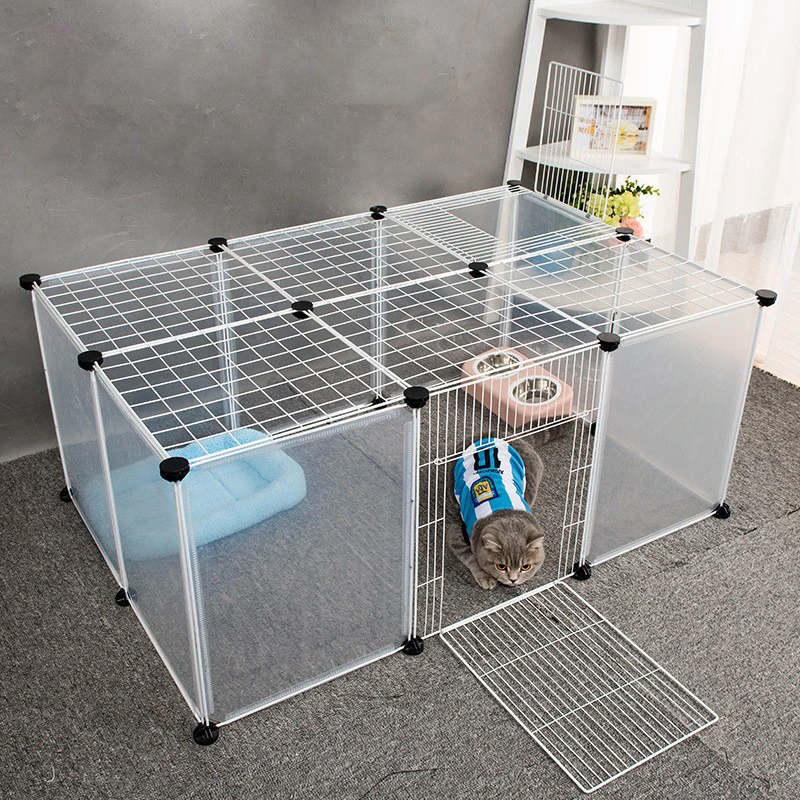 

DIY Pet Cat Cage Fences Indoor Large Indoor House Outdoor Large Cat House Villa Multi Door Window Folding Detachable House