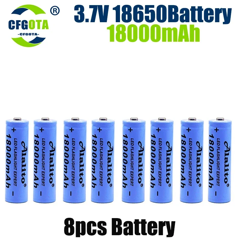 18650 lithium battery torch 100% 18650 rechargeable battery torch + charger 3,7 V 18000 Mah