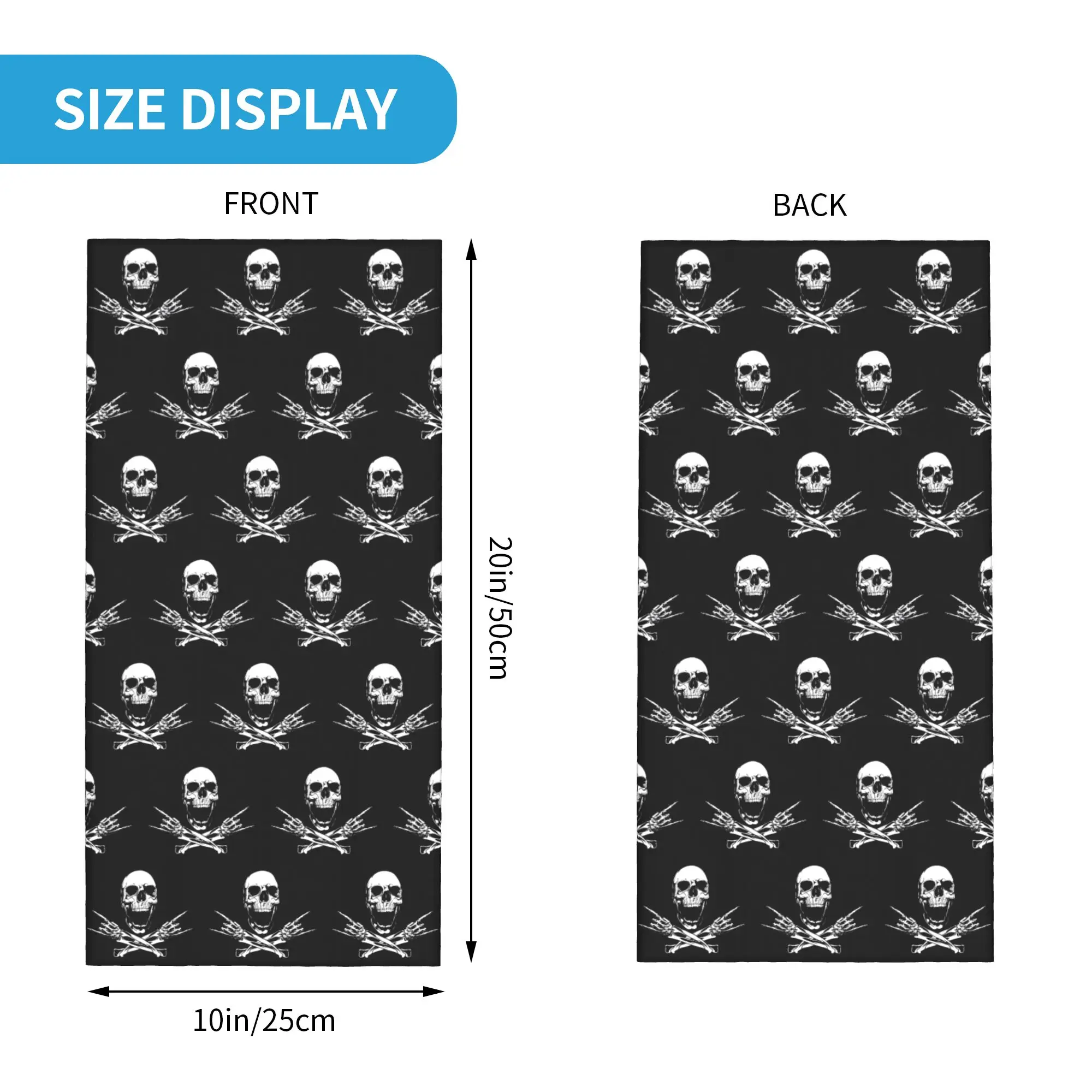 Skull bandana worn as face cover and neck warmer