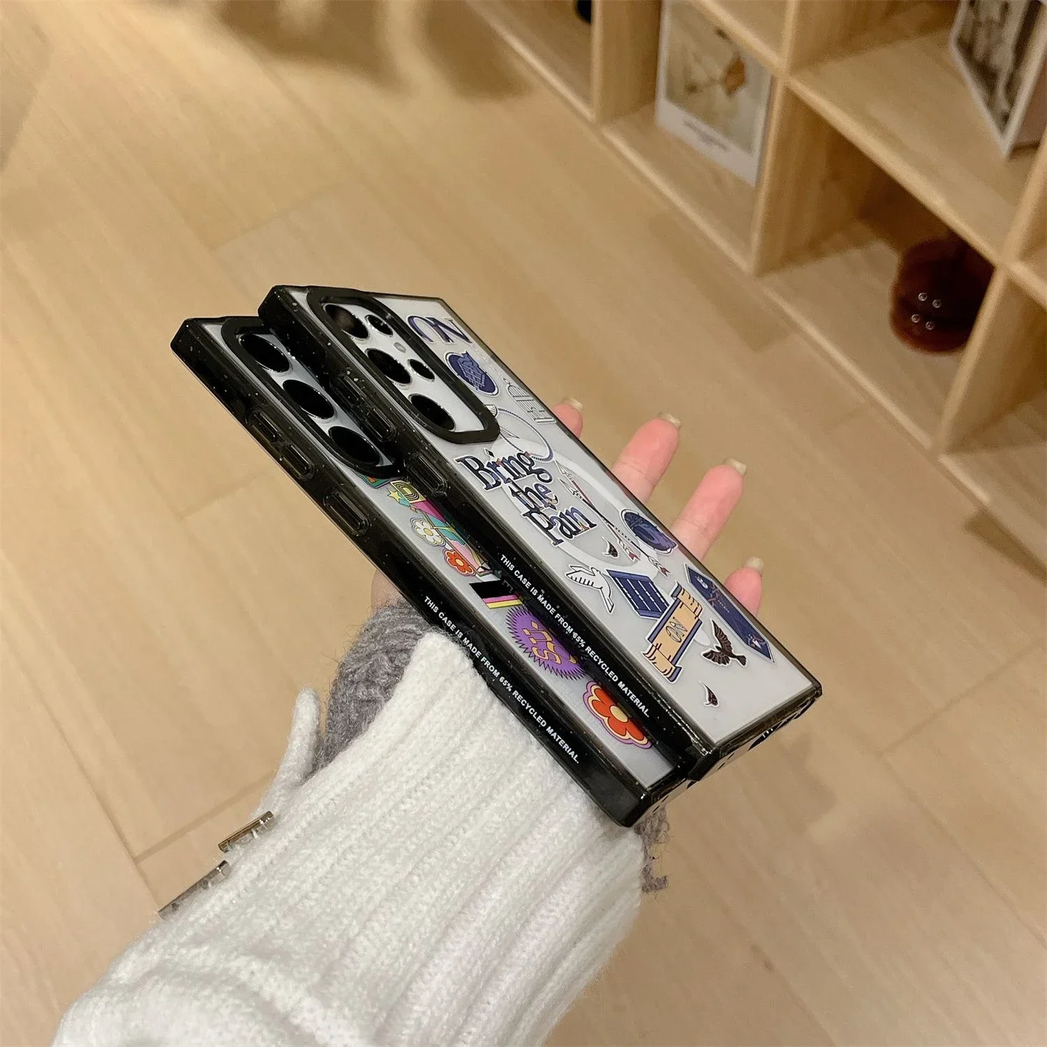 KPOP MagSafe Acrylic Black Border Case for Samsung Galaxy S22 Ultra S23 Ultra S24 Ultra Cover Protective Case