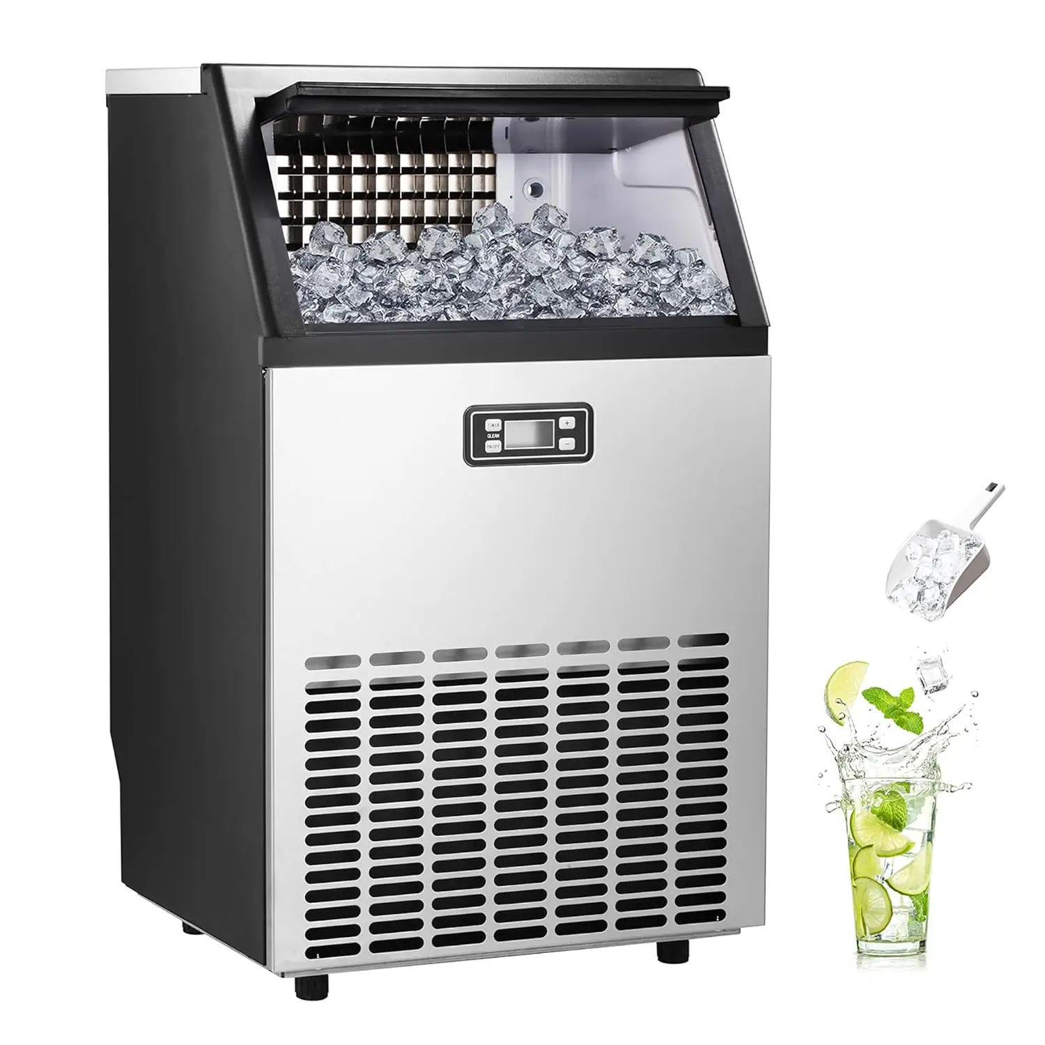 

Electactic Ice Maker, Commercial Ice Machine,100Lbs/Day, Stainless Steel Ice Machine with 48 Lbs Capacity, Ideal for Restaurant