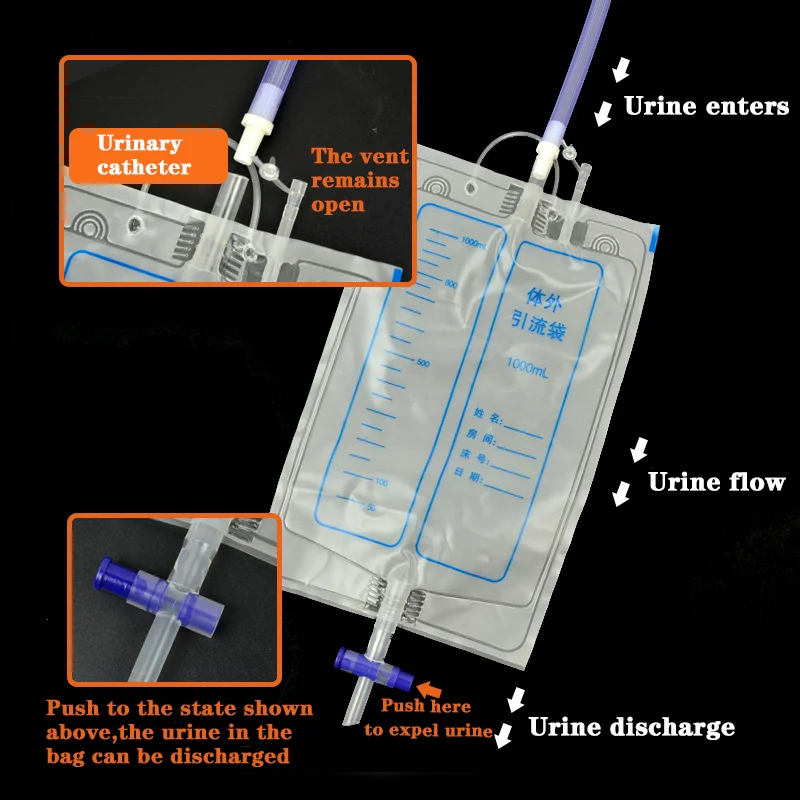 Reusable Silicone Urine Collector Pee Catheter 1000Ml 2000Ml Men Older Woman Bedridden Urinary Incontinence Patients