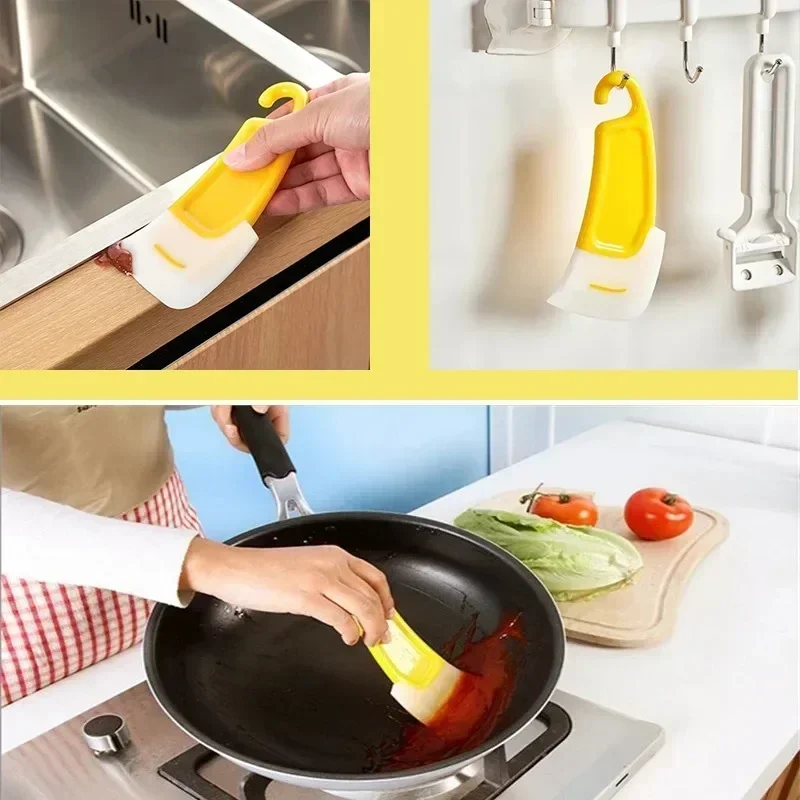 Description Picture 2 of item1/2PCS Silicone Scraper Kitchen Scraper Soft Blade Scraper Brush Dirty Pan Pot Dishes Cleaner Tools Silicone Kitchen Utensils