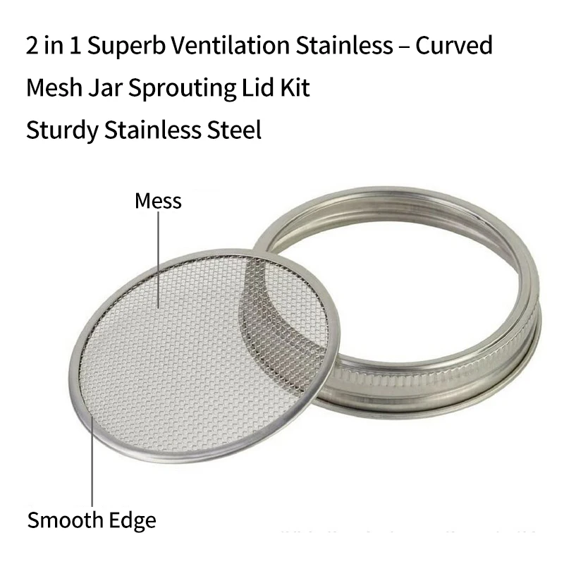 86mm Bean Seed Sprouting Screen Covers Plastic Germination Tray Strainer Mesh Cap Folding Bracket Bean Sprouts Growing Kit
