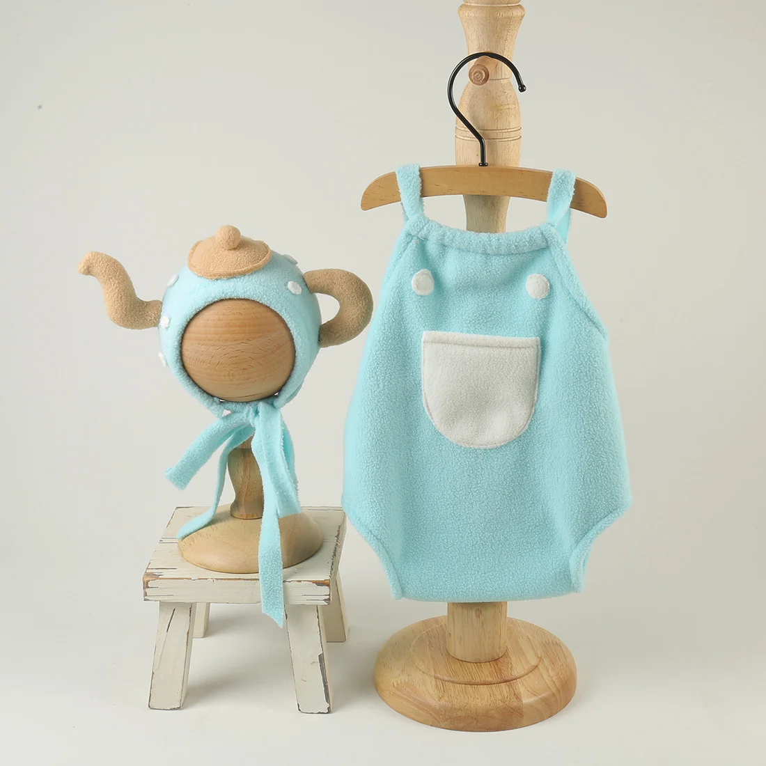  사진 촬영 소품 의상 부드러운 원단  레저 테마 롬퍼와 보닛 세트 반바지 봉제 의류 세트 사진 촬영