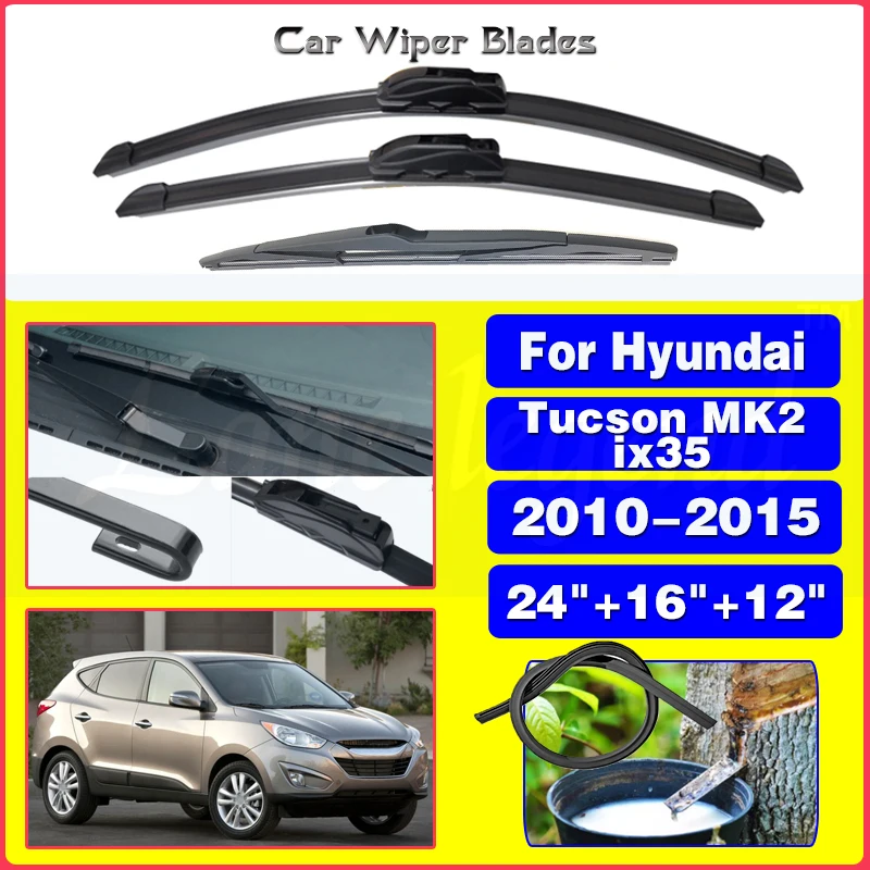 

Windshield Windscreen Wiper Blades For Hyundai Tucson MK2 ix35 2010-2015 Front Rear Window 2011 2012 2013 2014 24"16"12"