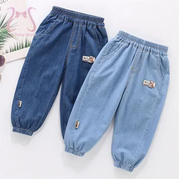 Summer Fashion Baby Girl Boy Jeans Bear Mark Trousures Children Cotton Clothing 1-6 Y Kids Costumn Toddler Comfortable Clothes 1