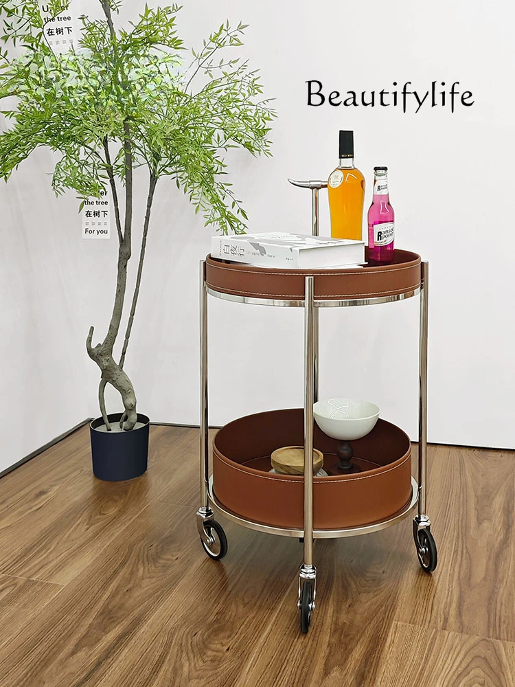 

Подставка для хранения в маленькой квартире, Двухуровневая тележка для мобильных телефонов из кожи, для гостиной