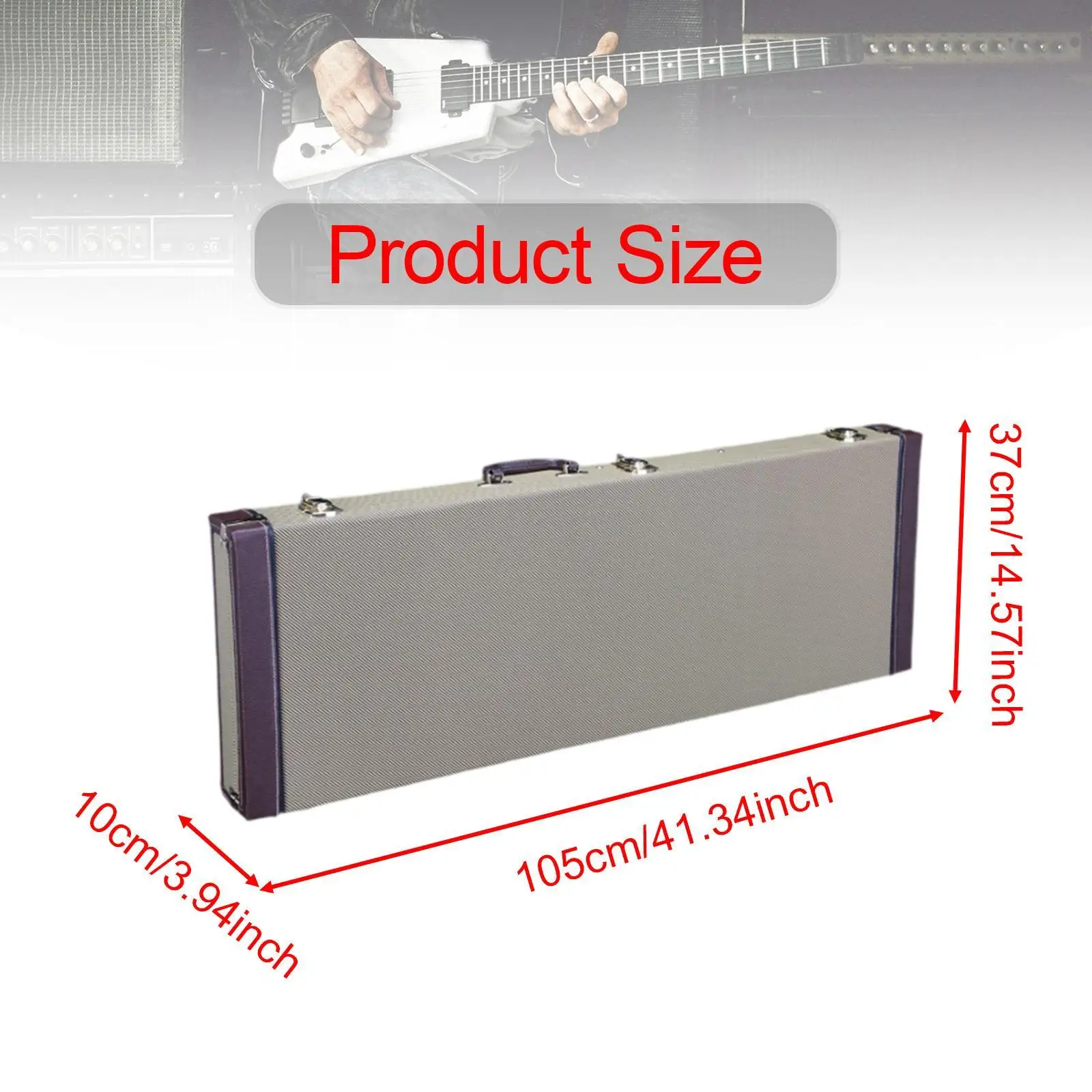 Electric Guitar Case Square Hardshell with Lock Latch Padding Lockable