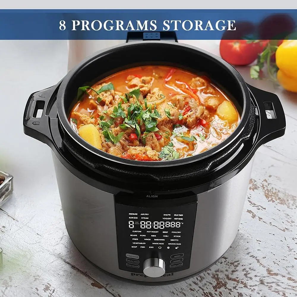 Pressure Cooker & Air Fryer Combo with Pressure Lid and Air-Fry Lid-7-in-1 cooking Modes, Easy Read LCD Display, 27 Presets Pr
