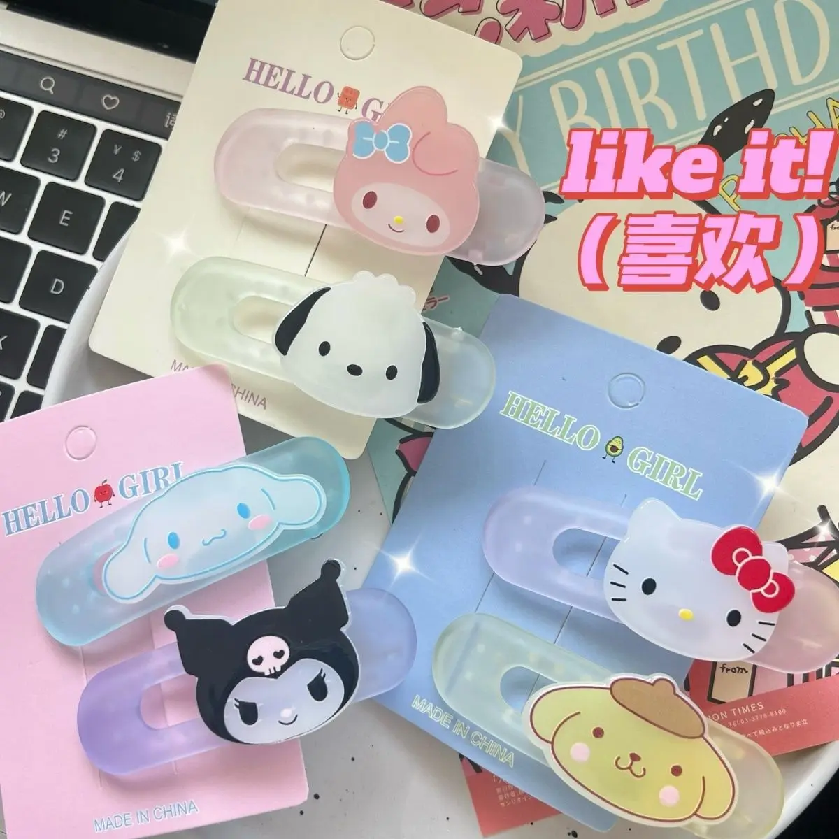 

Женская заколка для волос Melody Kuromi Милая девушка большая челка зажим аниме мультфильм Kawaii аксессуары для волос подарок на день рождения