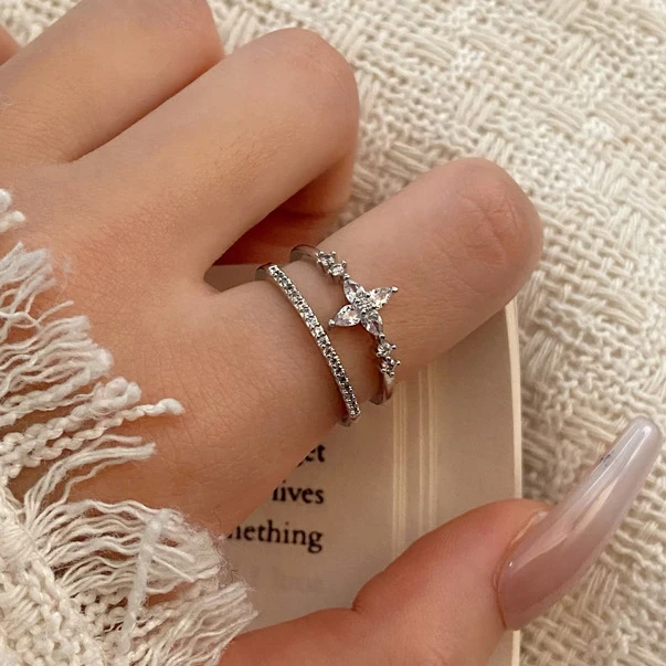 خاتم زهرة مزدوج مفتوح