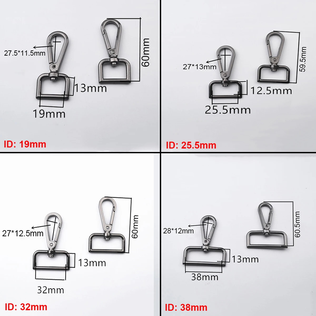 Description Picture 3 of item1pcs Metal Swivel Eye Snap Hook Trigger Clasps Clips for Leather Craft Bag Strap Belt Webbing Keychain Hooks Length 60mm 2-3/8"