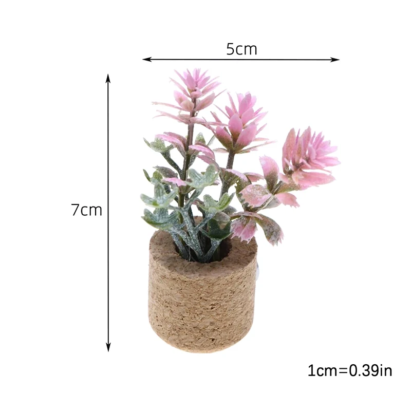 ตัวเลือกสินค้า 1:12 ตุ๊กตาจําลองดอกไม้กระถางตุ๊กตาบ้าน Miniature พืชสีเขียวตกแต่งสวน Micro Landscape เครื่องประดับ