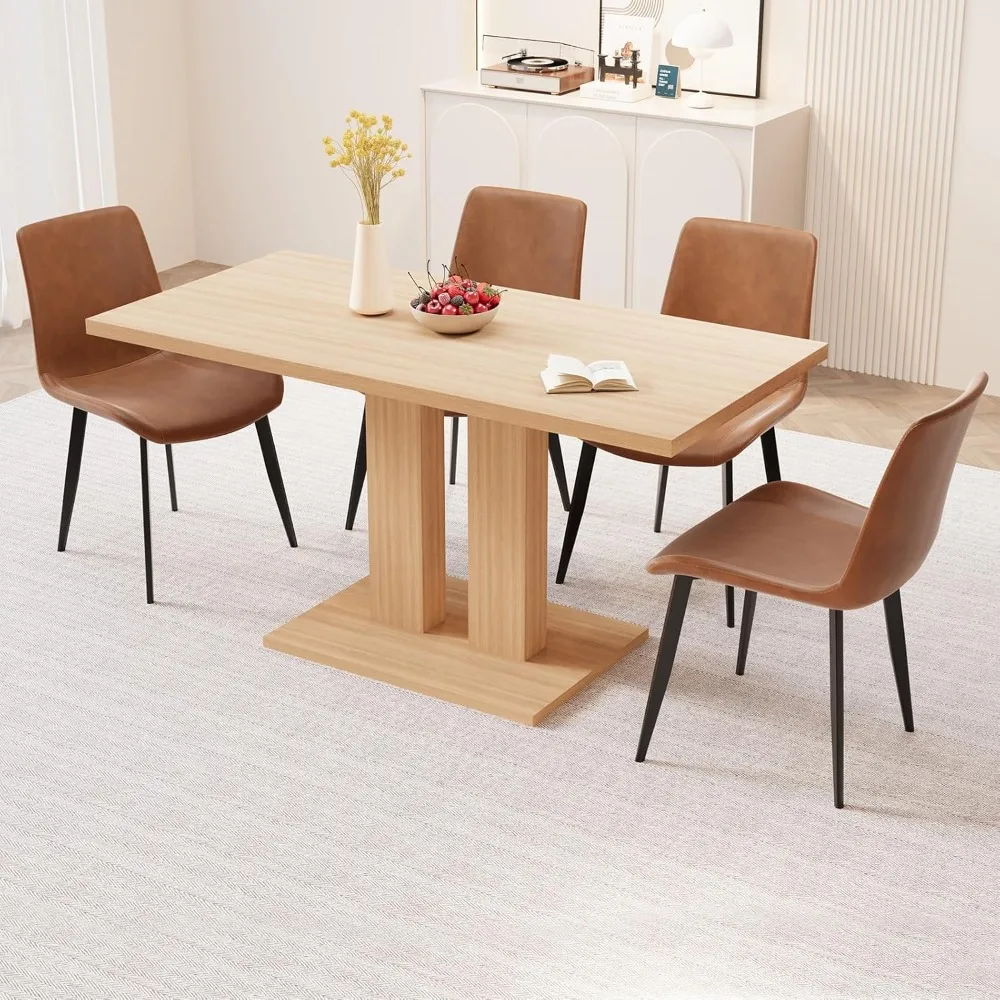 Modern 46'' Kitchen Dining Table and Chairs, 5 Piece Rectangular Dining Table Set for Home, Kitchen, Living Room, Dining Room