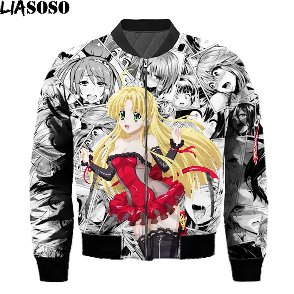 LIASOSO Men Jacket Winter Clothes Rias Gremory High School DxD Street Anime Loose Pervert Jacket Women Men Buttocks Alternative