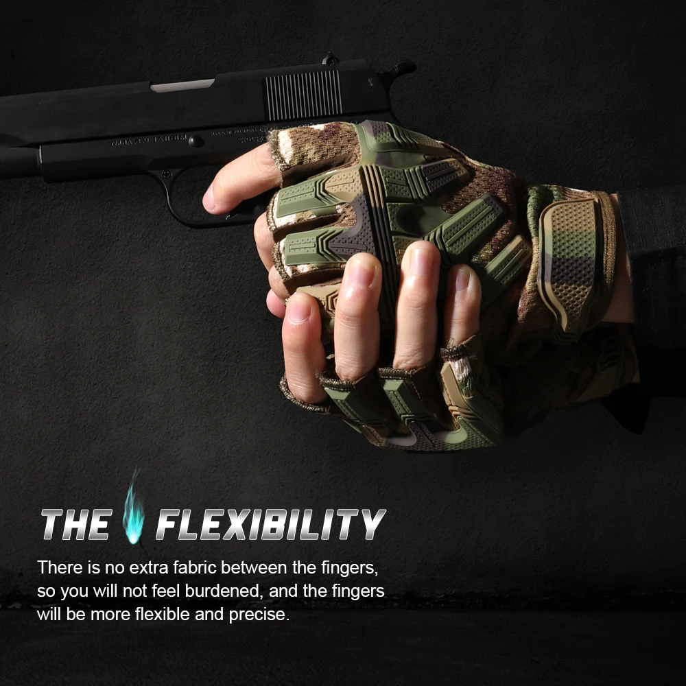 전술 핑거리스 장갑 스포츠 Airsoft 전투 페인트 볼 슈팅 사냥 운전 작업 미끄럼 방지 땀 방지 반 손가락 남자