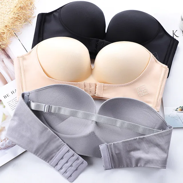 Strapless Small Breasts Gather Non-slipUnderwear Front Buckle Beautiful Back Shoulder Steel Ring Invisible Smooth Breathable Bra 2