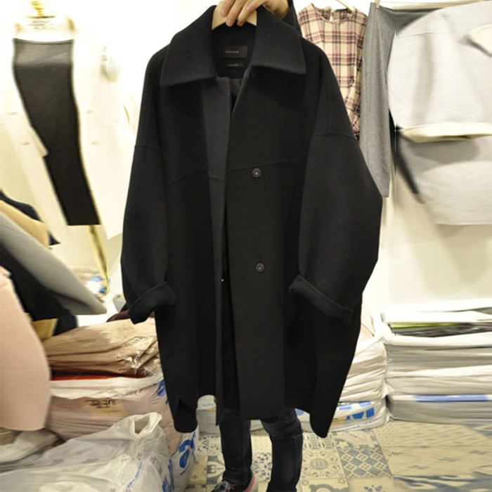 

Женское зимнее пальто с поясом, Длинное свободное теплое пальто из смешанной шерсти, модель A98 большого размера на осень и зиму, 2023
