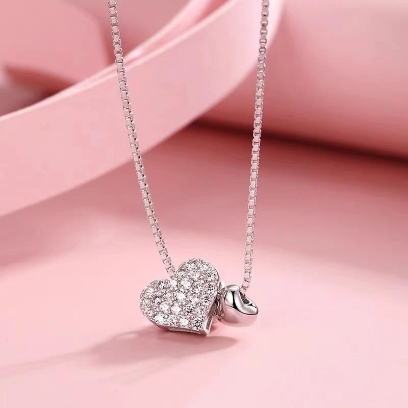 Sterling Silver Heart Pendant Necklace - Romantic Charm Jewelry for Women
