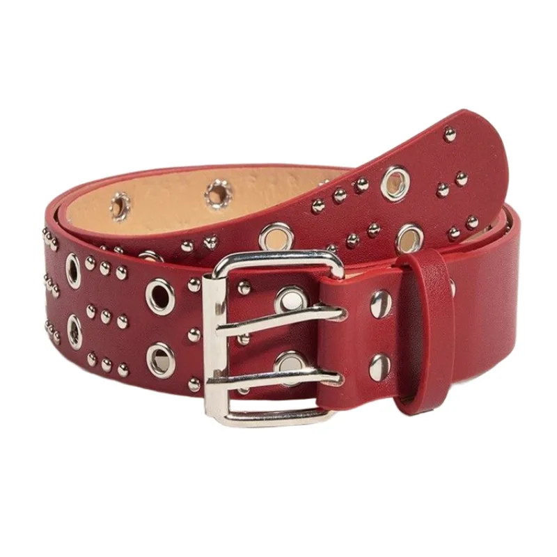 Punk-style double-breasted heavy metal belt, Korean fashion decorative waist belt for jeans
