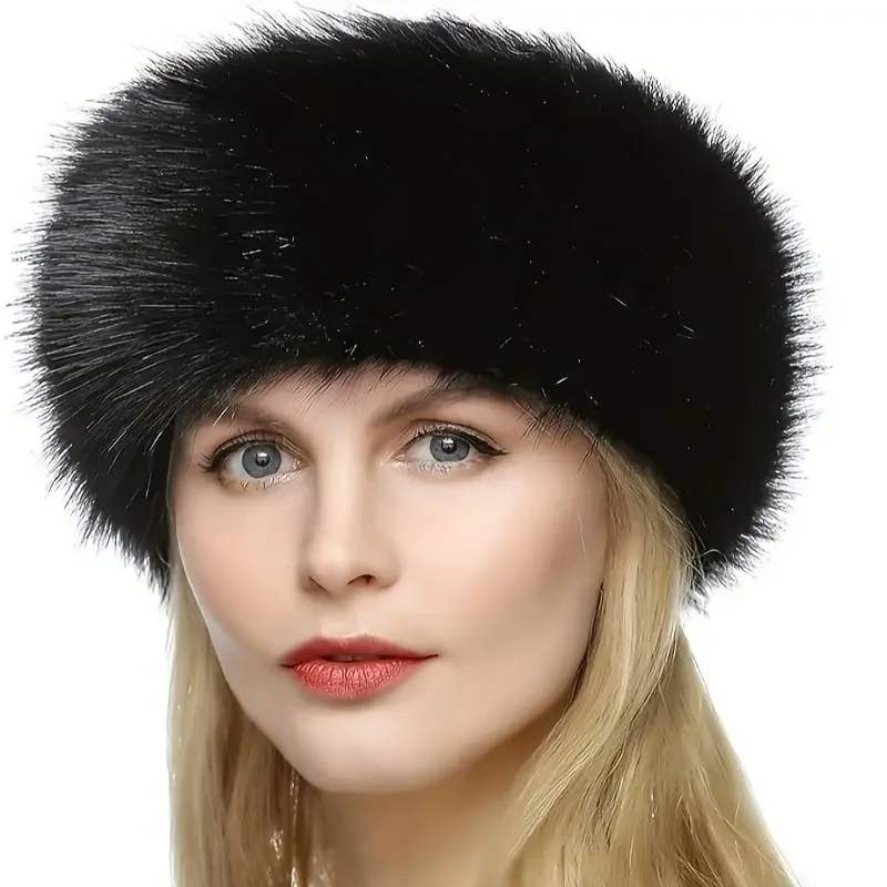 Neue Einfarbig Plüsch Stirnband Winter Warme Faux Pelz Hut Weiche Elastische Mützen Coldproof Ohr Wärmer Einstellbare Stirnbänder Für Frauen