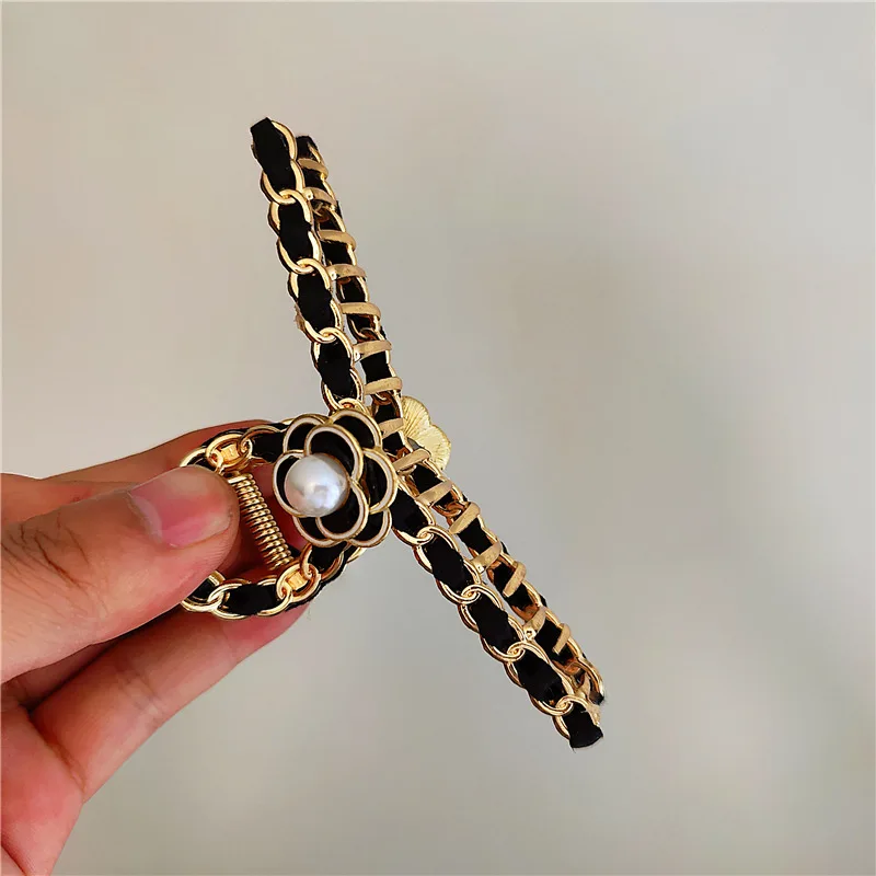 Hair accessory luxury hair claw jewelry camellia crab hair pins for women party clips