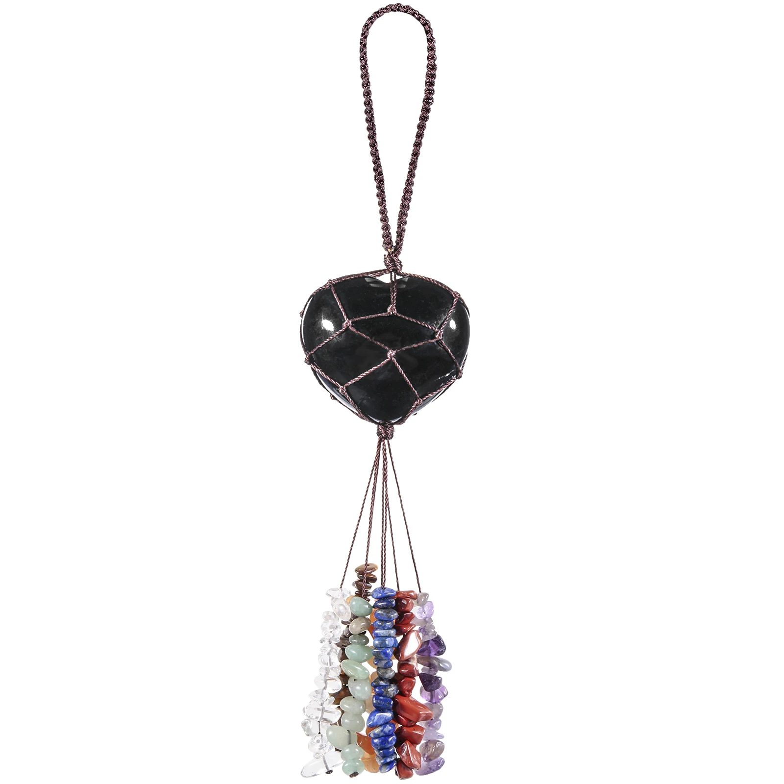Love Heart Shape Hanging Ornaments 7 Chakra Healing Stones Tumbled Gemstones Crystal Tassels For Car & Home Decoration