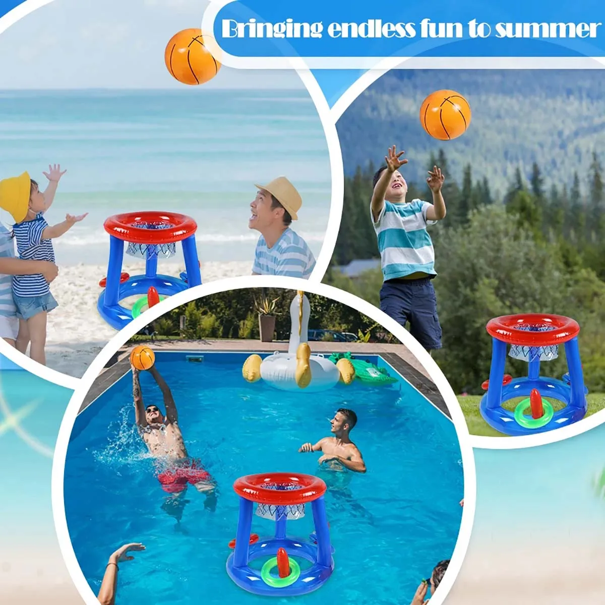 Inflatable Ring Throwing Ferrule Game Floating Basketball Hoop Interactive Water Sport Toy Party Favor Beach Fun Pool accessory 4