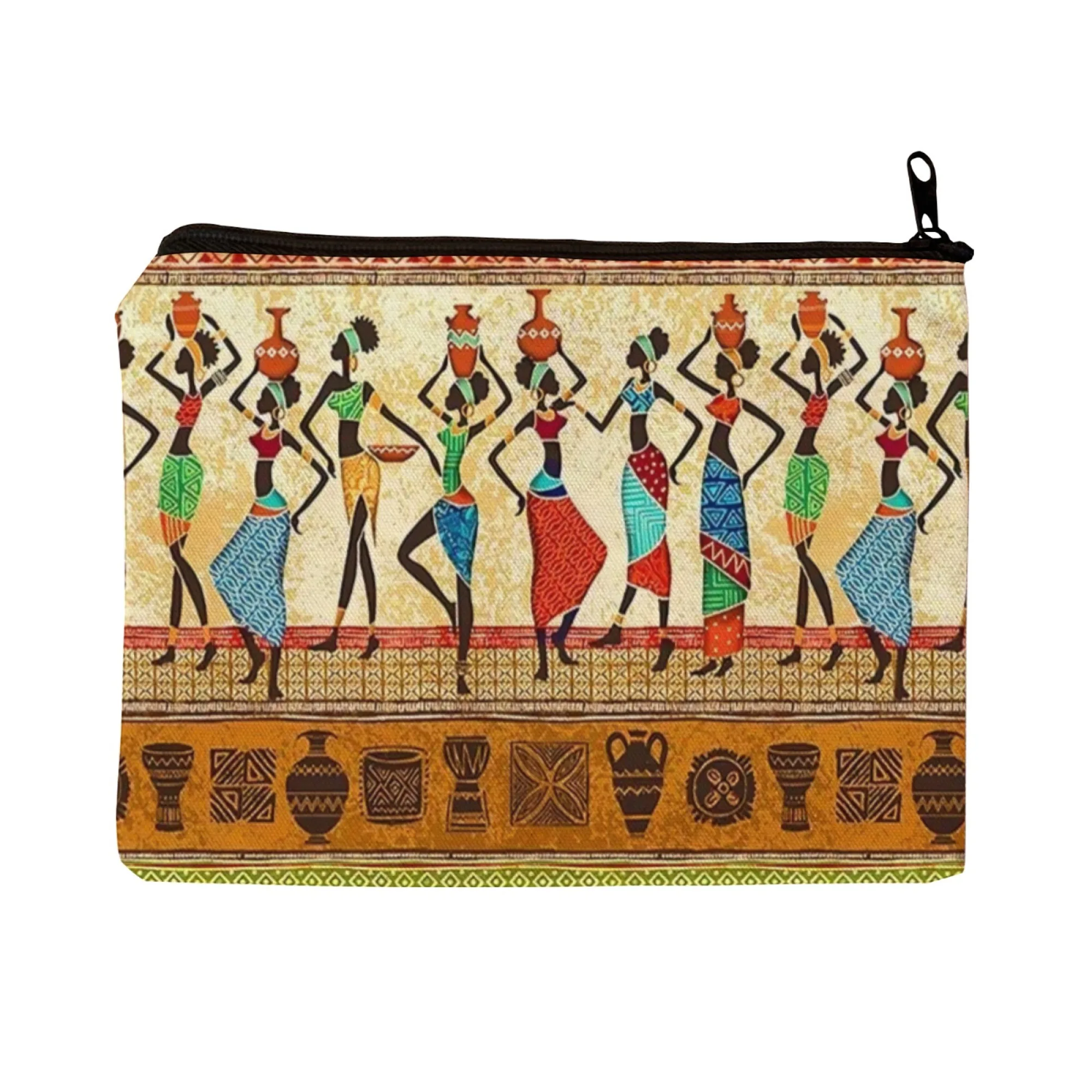 Multifunktionale Kosmetiktasche mit ethnischem Kunstmotiv, afrikanische Frauen mit Körben, langlebig, für das tägliche Make-up, Touch-Ups, Kunstkollektion – Detail 12