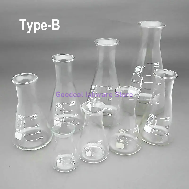 1pc 50ml To 1000ml Borosilicate Glass Erlenmeyer Conical Flask for Lab Chemical Equipment