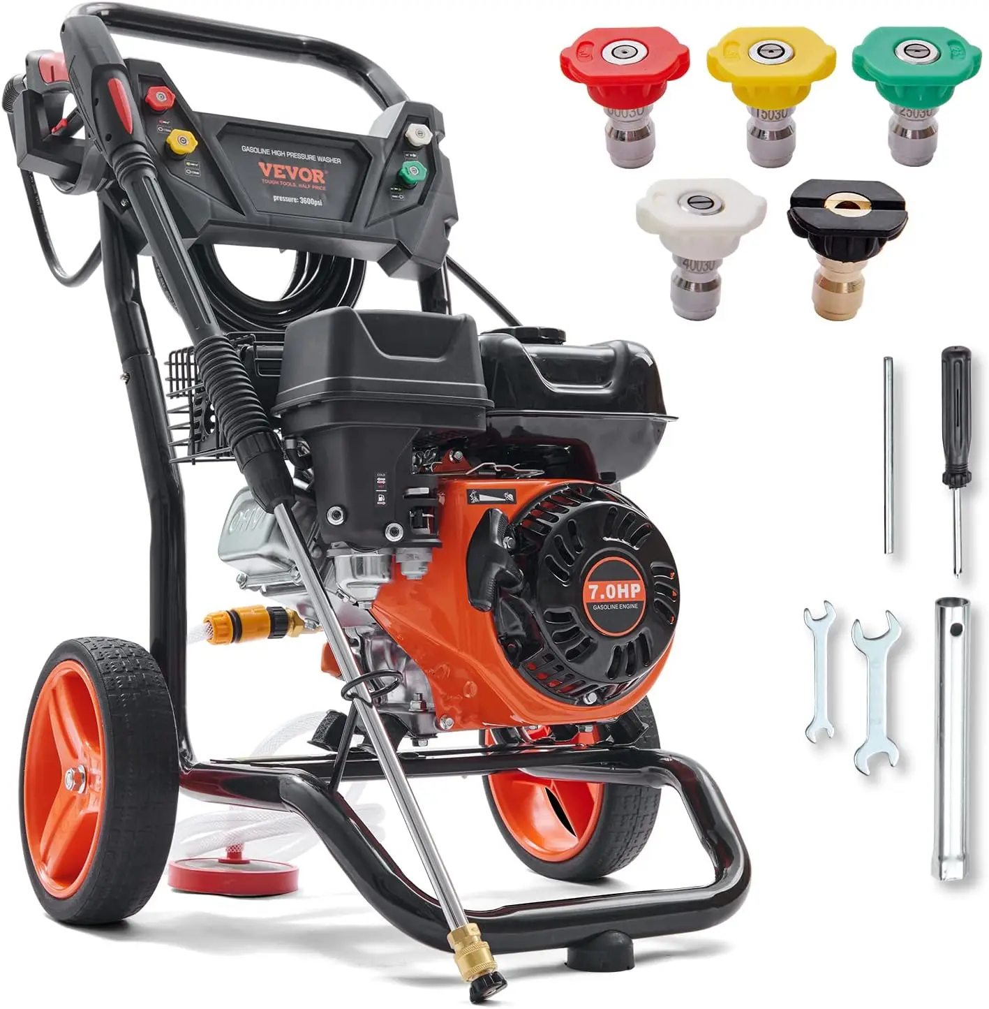 VEVOR Gas Pressure Washer 3600 PSI 2.6 GPM Gas Powered Pressure Washer with Copper Pump Spray Gun and Extension Wand
