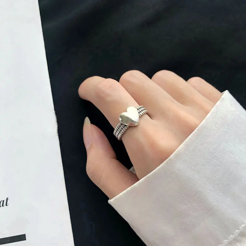 

Модные романтичные серебряные кольца на палец в форме сердца для женщин любовник регулируемые Открытые Кольца обручальные кольца подарки аксессуары