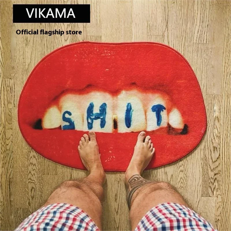 VIKAM 창의적인 립스틱 디자인 욕실 바닥 매트, 미끄럼 방지 및 흡수성. 침실과 주방용 부드러운 홈 데코 카펫
