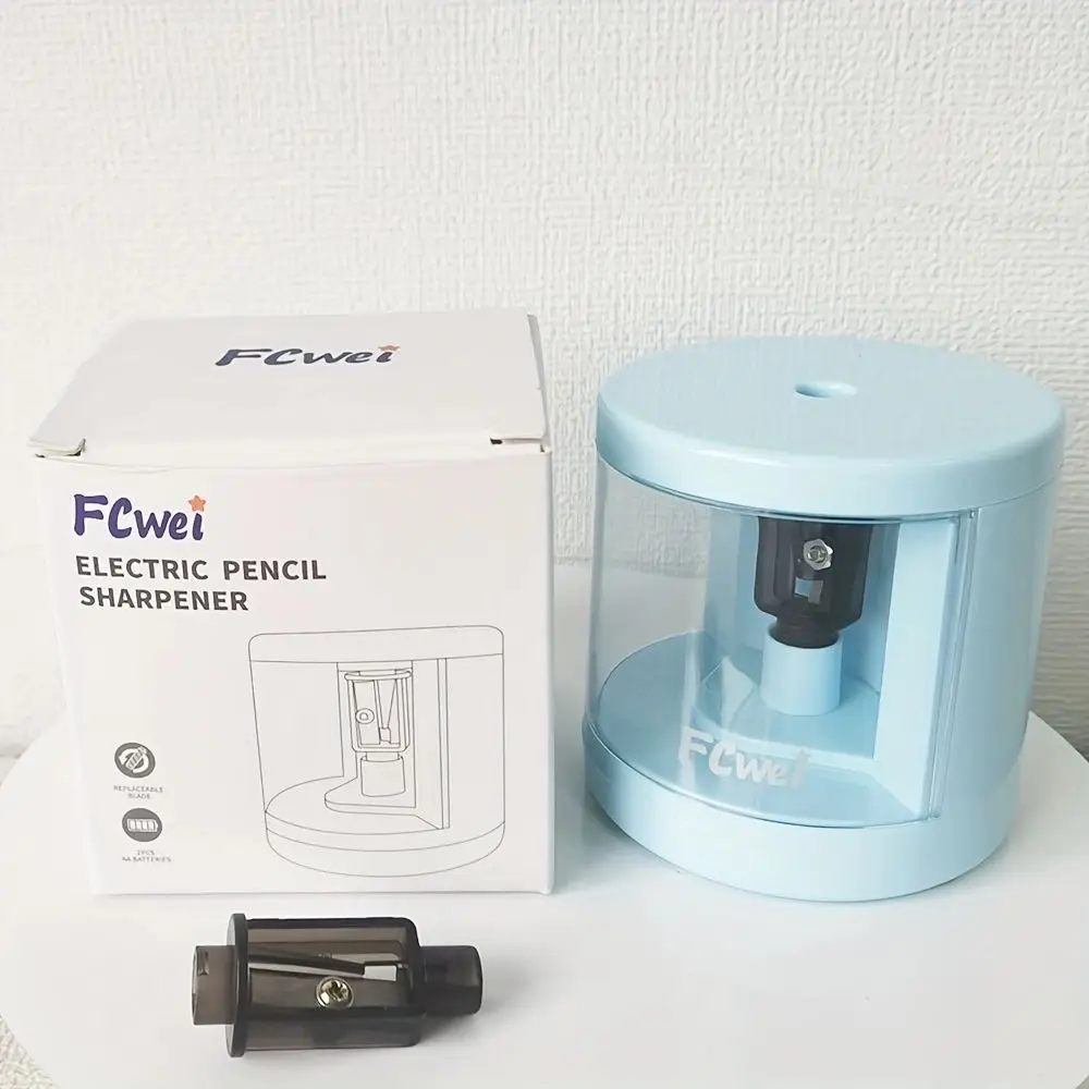 전기 연필 깎이, 플라스틱 자동 연필 깎이, AA 배터리 2 개 장착, 배터리 제외, 신제품, 1 개