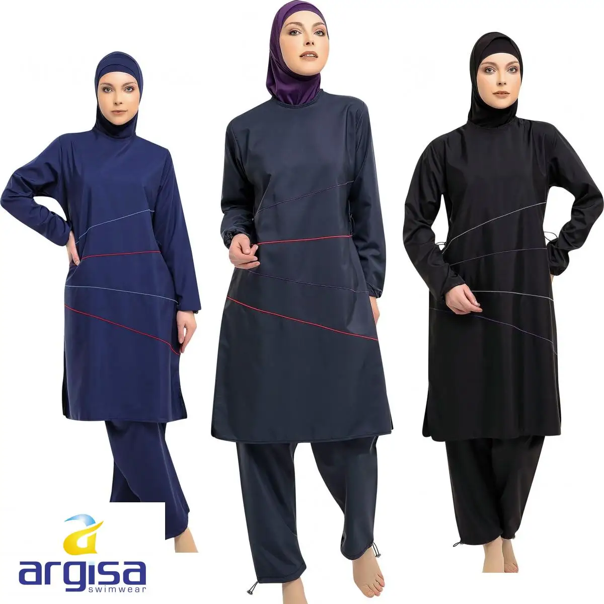 Burkini 3 Pièces Pour Femme - Maillot De Bain Modeste Musulman - Couverture Complète UPF 50 - Vert